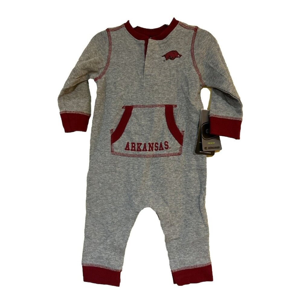 Colosseum Arkansas Razorbacks infant Henley Bodysuit 6-12M New - Picture 1 of 6